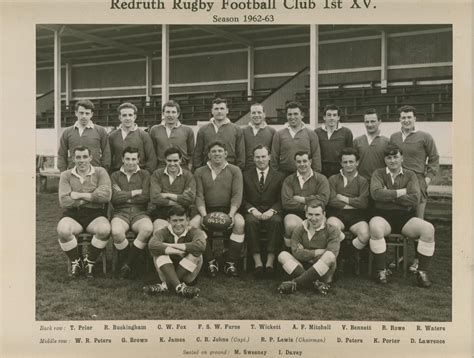 REDRUTH RUGBY FOOTBALL CLUB 1962-63 - Rugby Union Photographs: Sportspages.com