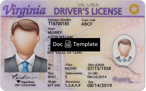 Virginia Driver License Template PSD - PSD Templates