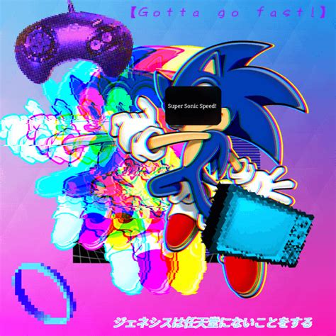 I try to do a vaporwave image of sonic i think is a 50/50 : r ...