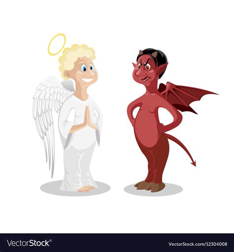 Angel and devil isolated cartoon symbolic good bad