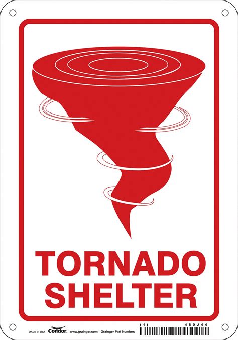 CONDOR Safety Sign, Tornado Shelter, Sign Header No Header ...