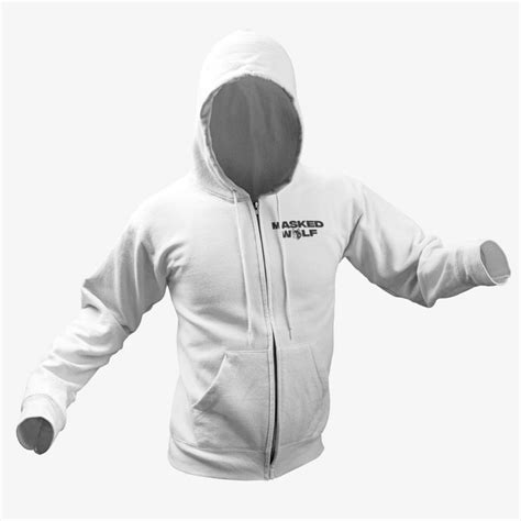 Masked Wolf Zip Hoodie, Masked Wolf Logo White Zipper Hoodie, Hip Hop ...