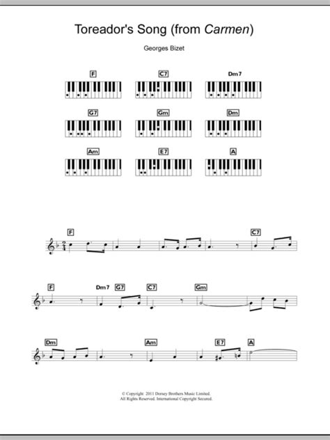 Toreador's Song (from Carmen) by Georges Bizet Sheet Music for Piano Chords/Lyrics at Sheet ...