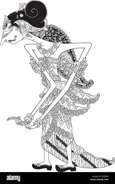 Srihunon, a character of traditional puppet show, wayang kulit from java indonesia Stock Vector ...