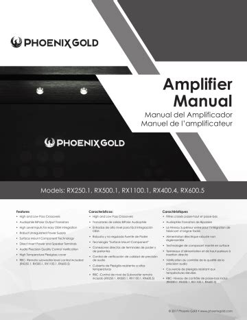 Phoenix Gold RX 500W Monoblock Amplifier Manual | Manualzz