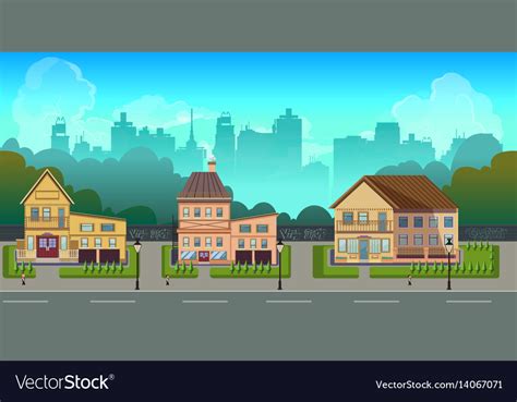 Seamless cartoon city landscape unending Vector Image