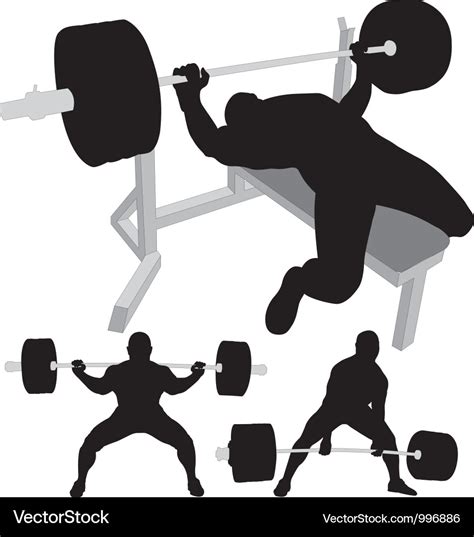 Powerlifting bench press squat deadlift Royalty Free Vector