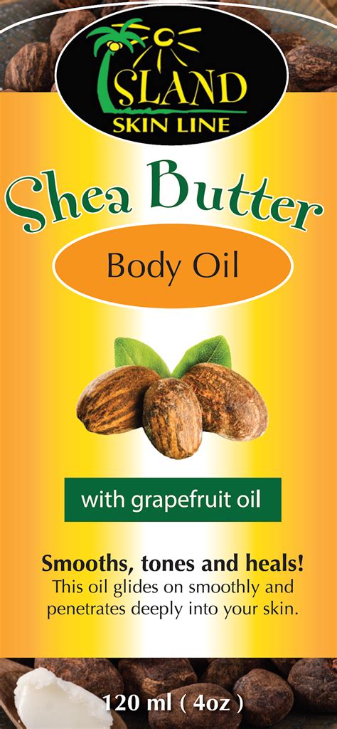 Shea Butter Body Oil Label | Island Skin Line