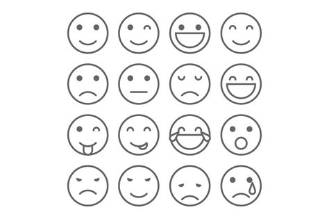 Emoji faces simple icons | Illustrator Graphics ~ Creative Market