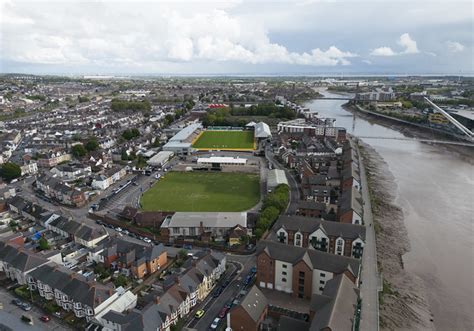 Rodney Parade Stadium aerial image- beside the River Usk - Newport Wales - a photo on Flickriver