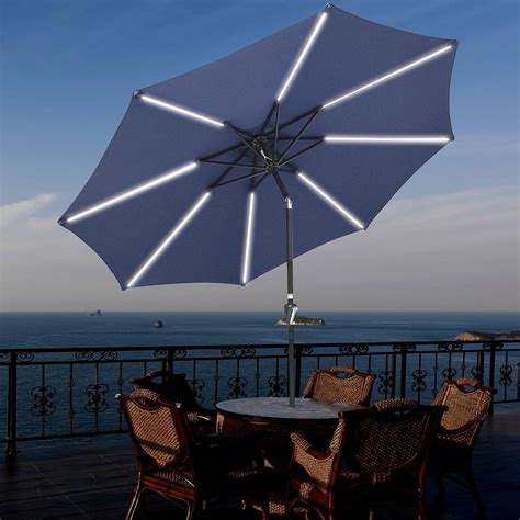 Yescom 9ft 8 Ribs Patio Umbrella with Solar Light Tilt and Crank ...