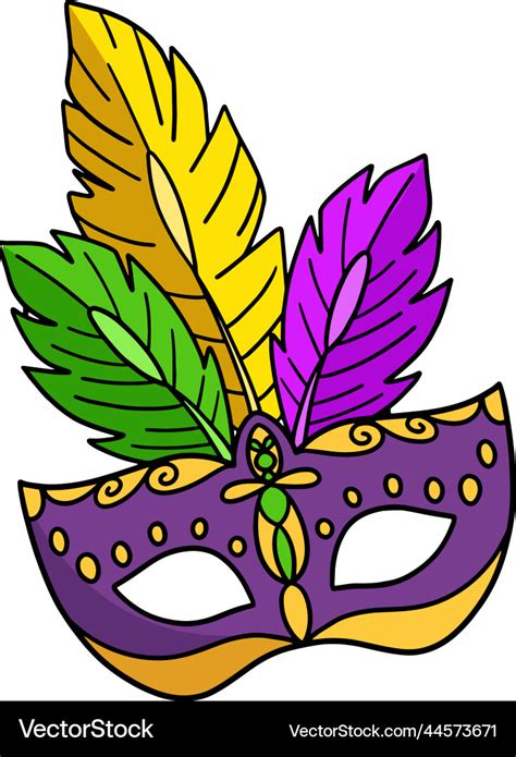 Mardi gras mask cartoon colored clipart Royalty Free Vector