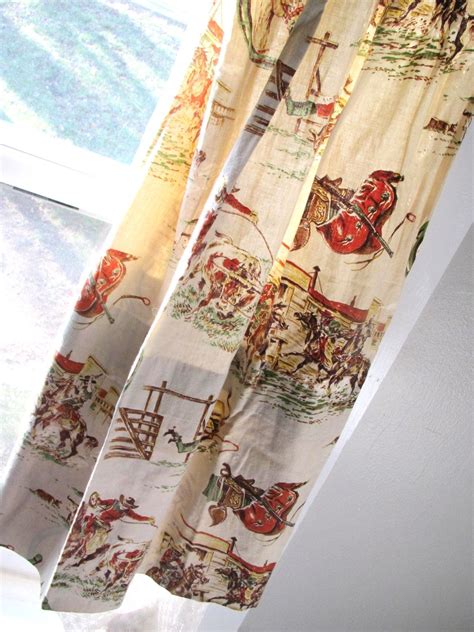 Vintage Cowboy Curtains Set of Four two Pair Western Curtains in Excellent Condition - Etsy ...