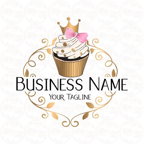 Digital custom logo design elegant gold pink cupcake logo cupcake ...