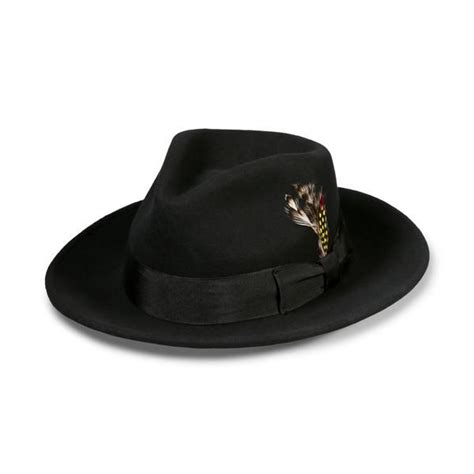 Crushable Black 100% Australian Wool Fedora Hat