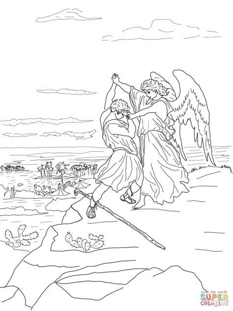 Jacob Wrestles with God coloring page | Free Printable Coloring Pages