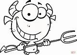 Happy Little Devil With Pitchfork coloring Page  Free Printable sketch template