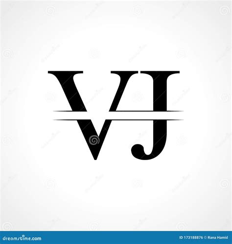 Creative Letter VJ Logo Vector Template with Black Color. VJ Logo ...