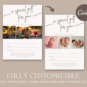 Family Photography Gift Certificate Template Printable Gift Card ...