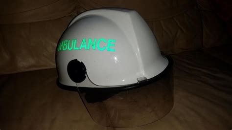 White Ambulance Paramedic EMT First Aid Safety Helmet with Visor ...