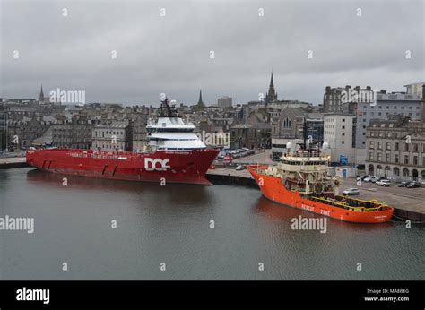 Aberdeen (Scotland) harbour, main gateway for the North Sea oil and gas ...