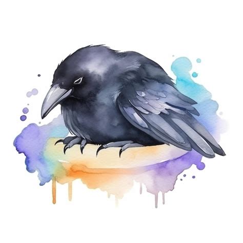 Premium Photo | A watercolor painting of a crow