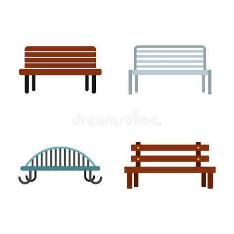 Bench icon set, flat style stock vector. Illustration of empty - 108195342