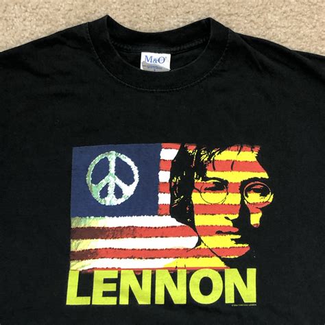 John Lennon T Shirt Give Peace a Chance 2004 Yoko Ono Beatles Adult Size Large - BIDSTITCH