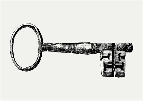 Vintage European style key engraving | Premium Vector Illustration ...