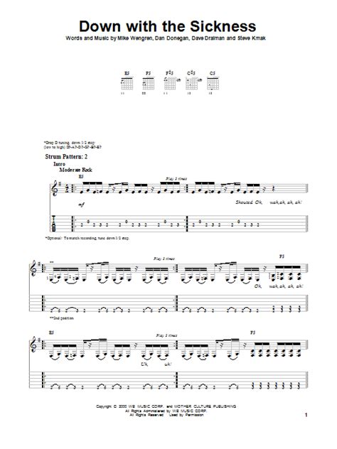 Down With The Sickness by Disturbed - Easy Guitar Tab - Guitar Instructor