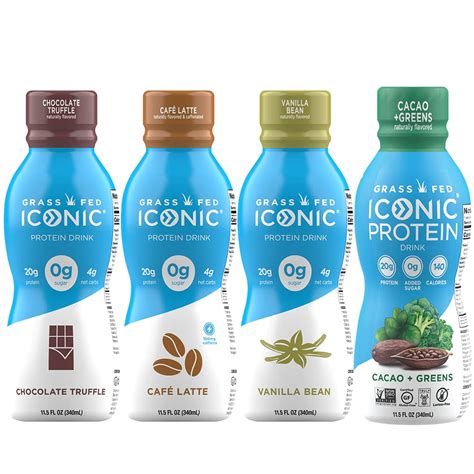 Amazon.com : Iconic Protein Drinks, Sample Pack (4 Flavors) - Low Carb ...