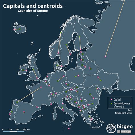 The spatial distribution of European capitals - Vivid Maps