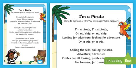 I'm a Pirate Song (teacher made) - Twinkl