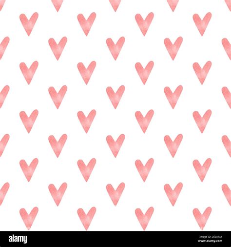 Watercolor heart seamless pattern. Pink hearts pastel watercolour valentines background Stock ...