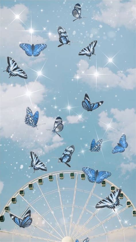 Aesthetic Light Blue Butterfly Wallpaper - bmp-ultra