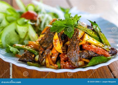 Nepali Snacks Spicy Buffalo Dried Meat Sukuti Stock Photo - Image of grill, buffalo: 263513066