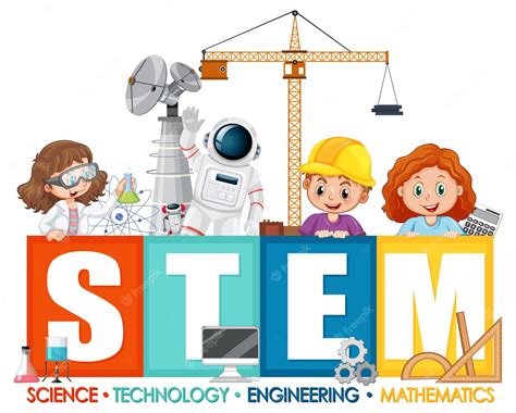 Free Vector | Stem education logo banner with kids cartoon character