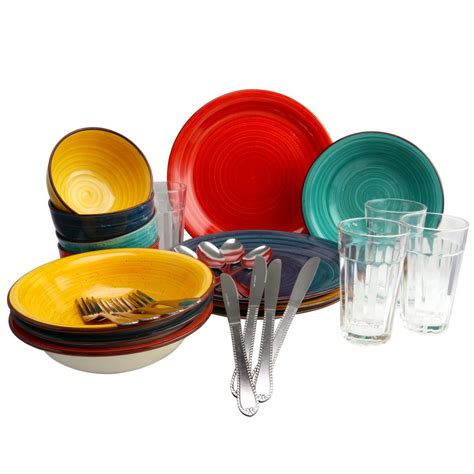 Gibson Home Color Speckle 28-Piece Assorted Color Dinnerware Set ...