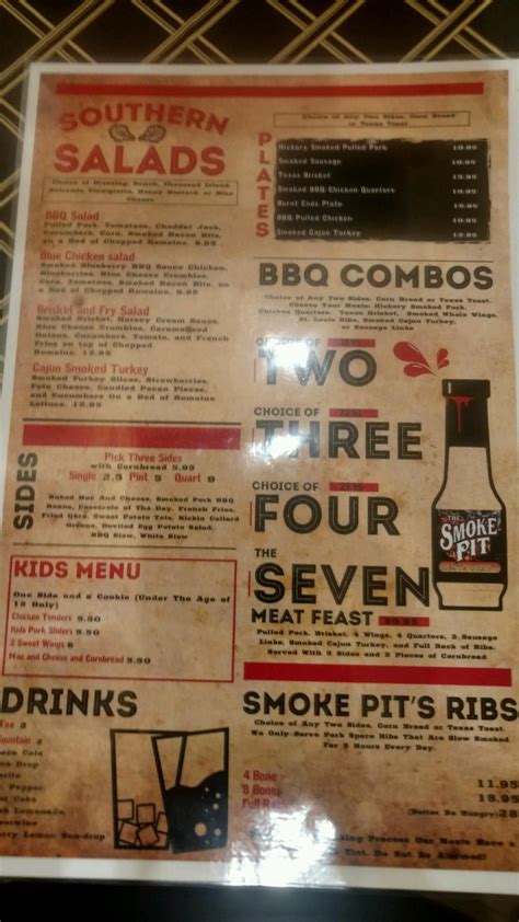 Menu at The Smoke Pit BBQ, Salisbury, 117 E Innes St