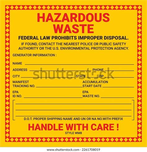 Container Hazardous Standard Waste Yellow Label Stock Vector (Royalty Free) 2261708019 ...