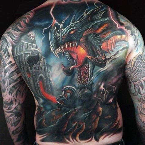 60 Dragon Back Tattoo Designs For Men - Breath Of Power