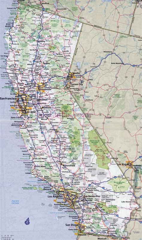 Large detailed roads and highways map of California state with all cities | California state ...