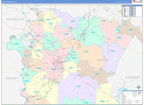 Fayette County, PA Wall Map Color Cast Style by MarketMAPS