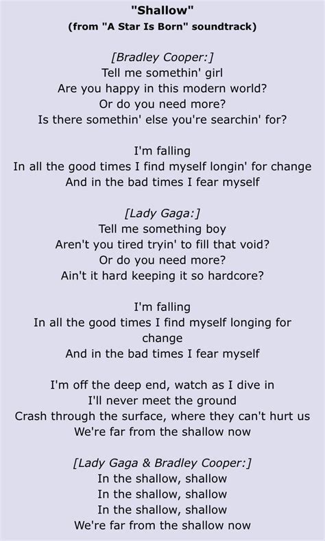 Lady Gaga Shallow Songtext Bedeutung