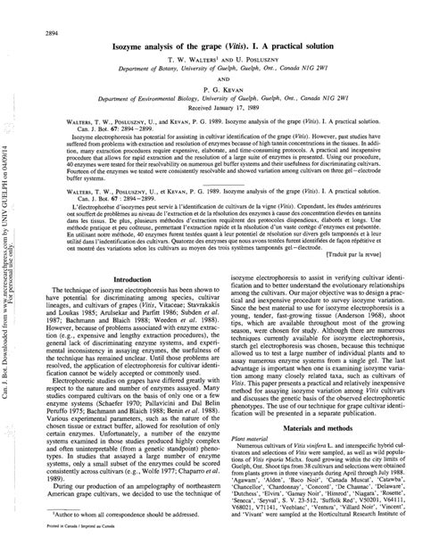 (PDF) Isozyme analysis of the grape ( Vitis ). I. A practical solution