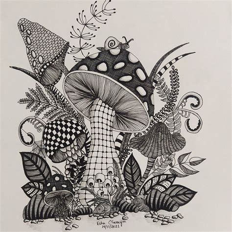 Mushroom Zentangle Art | Zentangle art, Drawings, Zentangle artwork