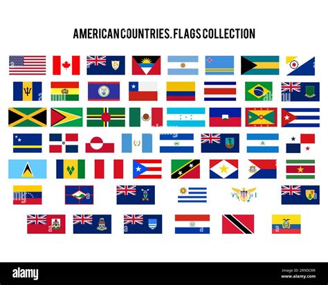 Americas Flag Icons Set. America Countries Original Flags - USA, Canada ...