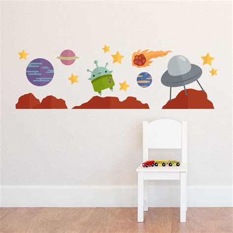 Outer Space Alien Printed Wall Decal Set