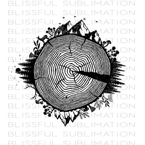 a black and white image of a tree stump with the words blissful sublimation on it