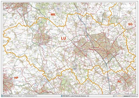 Luton - LU - Postcode Wall Map